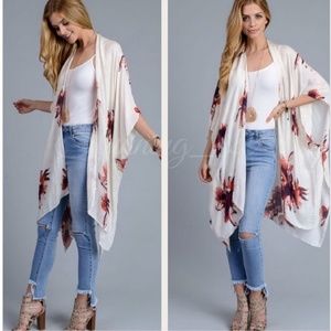 🆕 BOHO CREAM FLORAL PRINT KIMONO DUSTER